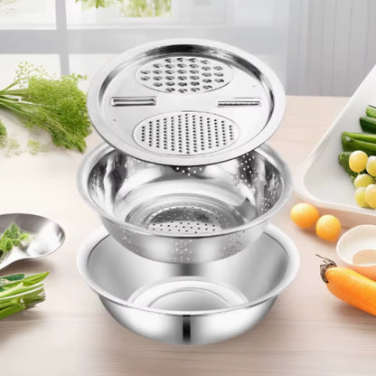 Vegetable Cutter Set with Grater, Sieve, and Mixing Bowl