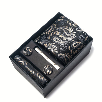 Men's Tie Set with Pocket Square and Cufflinks