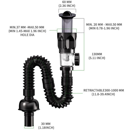 Flexible siphon drain pipe