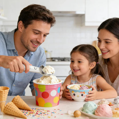 Heated ice cream scoop – serve immediately