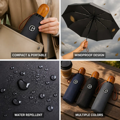 Foldable umbrella with 8 metal fiber ribs