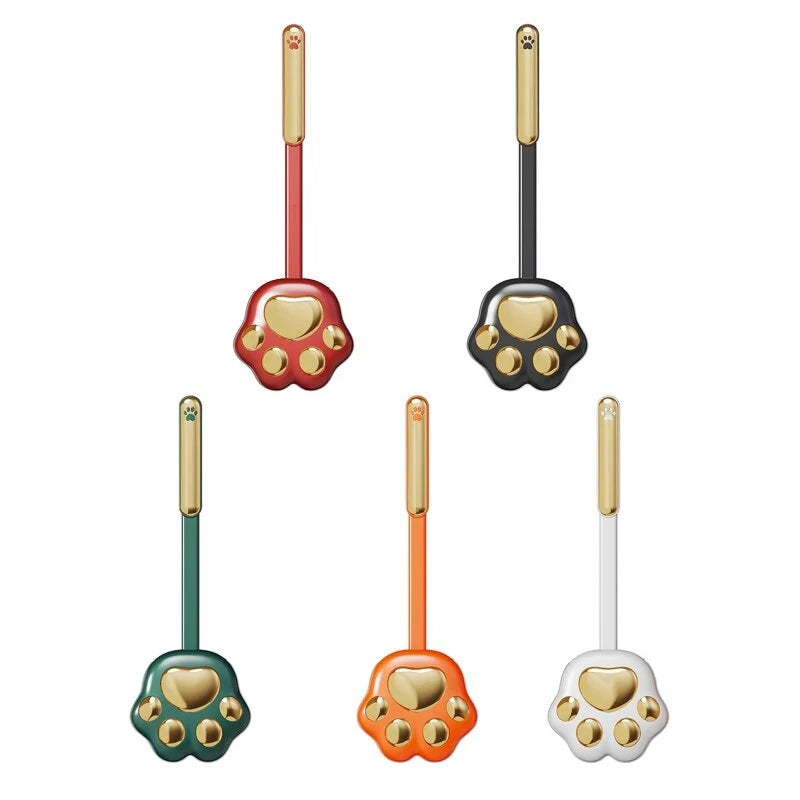 Toilet brush with paw print design & silicone bristles