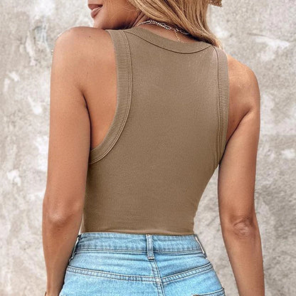 Ribbed Women's Tank Top with Built-in Bra