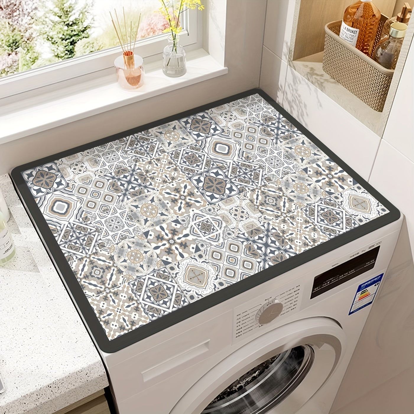 Washing Machine Cover Mat Retro Mosaic