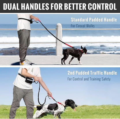 FlowLeash Dog Leash with Shock Absorber & Hip Belt