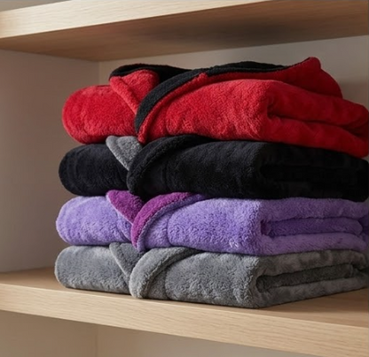 Unisex Fleece Bathrobe with Hood Extra Long
