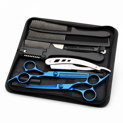 Stainless Steel Hair Scissors Set for Thinning and Cutting (Razor Comb & Case)