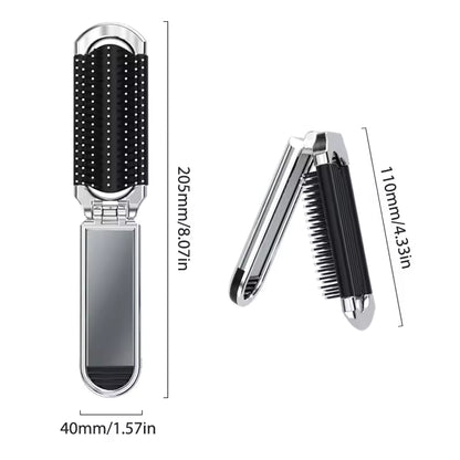 Compact Hairbrush with Integrated Mirror