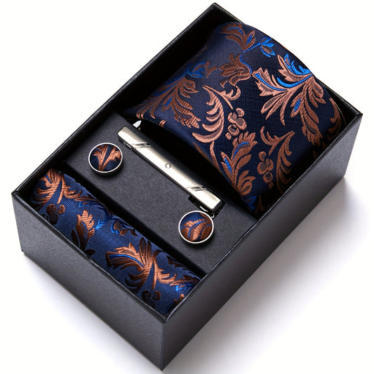 Men's Tie Set with Pocket Square and Cufflinks