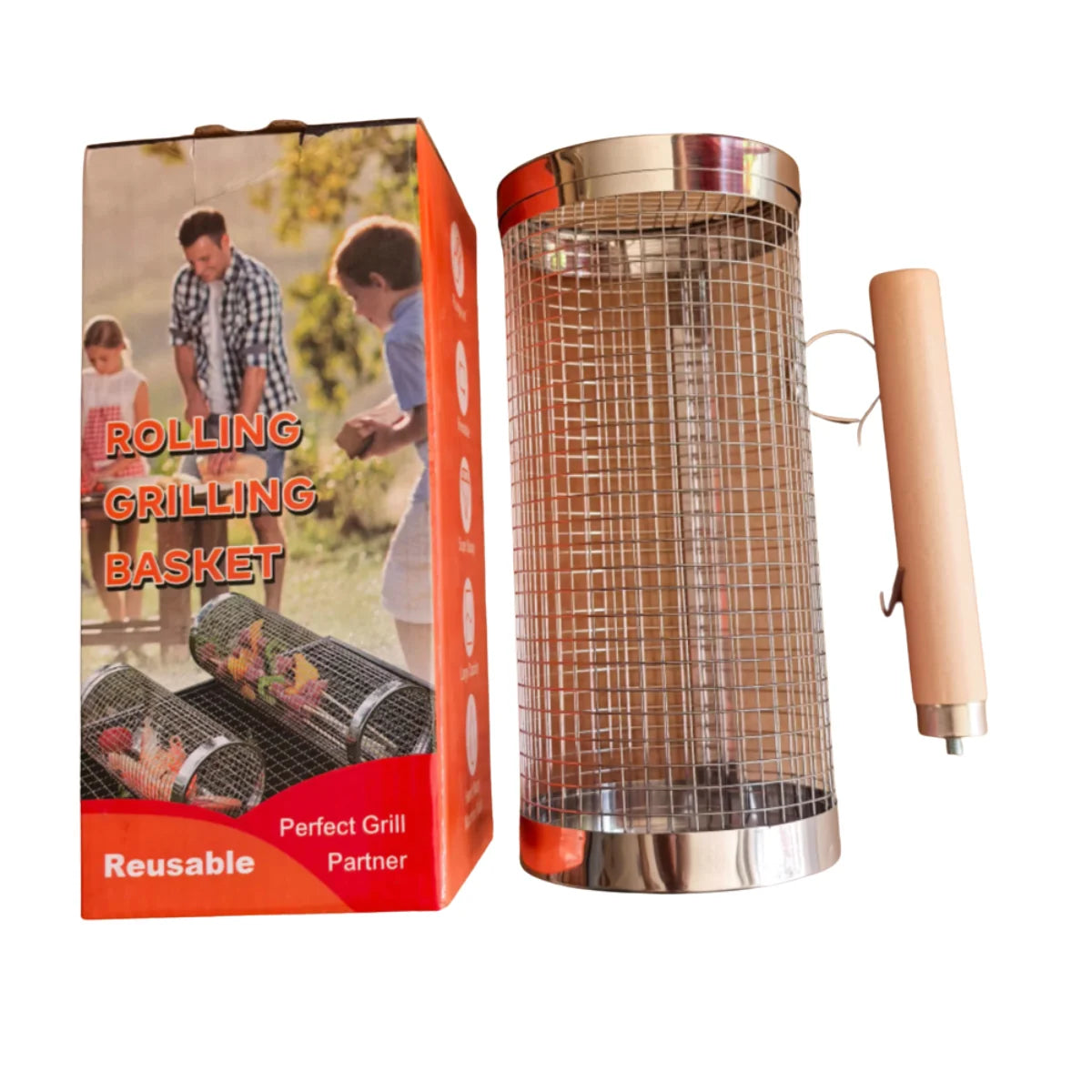 GrillEase™ Rolling Basket — Master the grill and enjoy juicy, perfectly cooked treats with every turn!