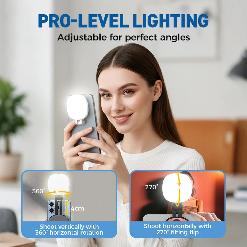 3-in-1 Selfie Light with Mirror and Phone Holder