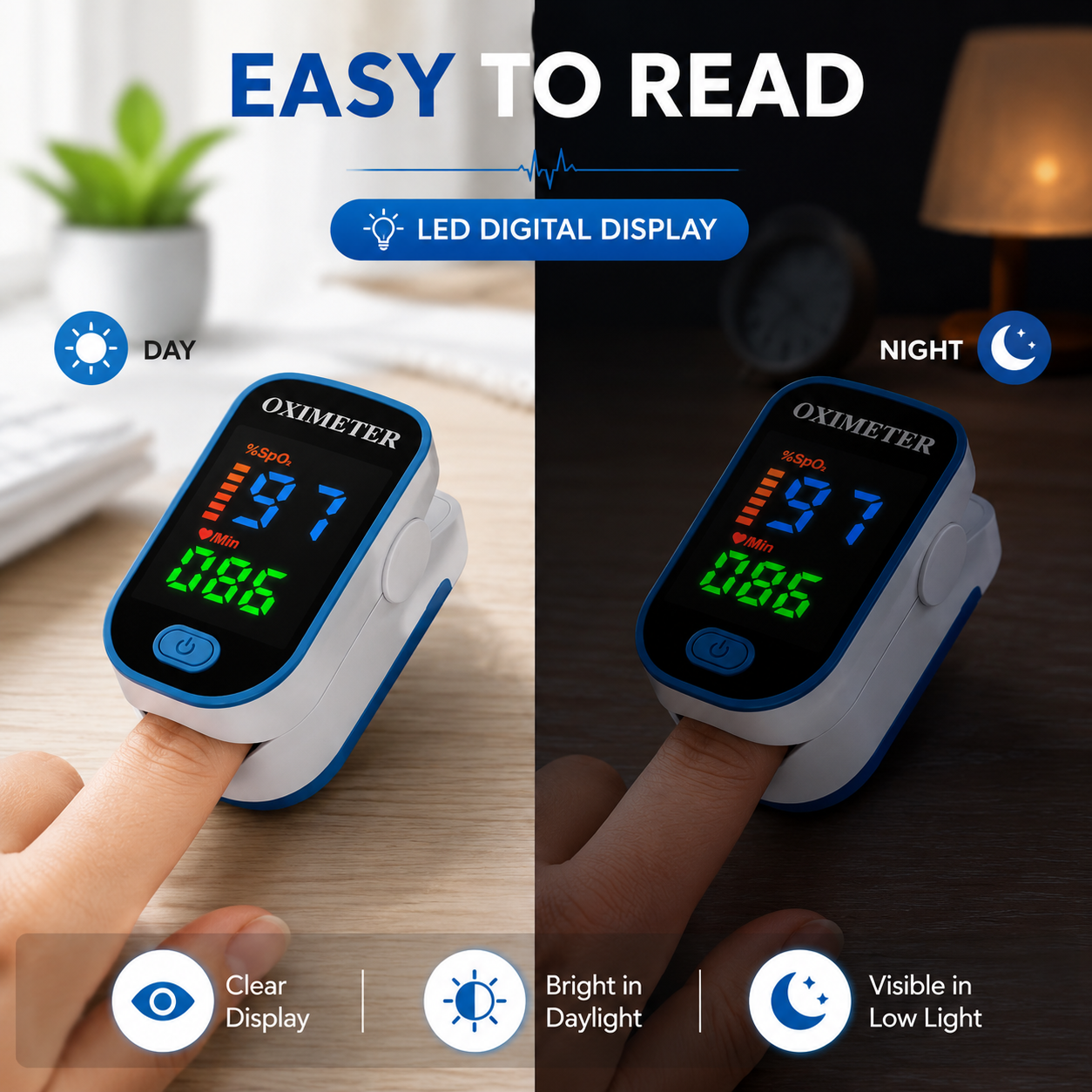 Digital Finger Pulse Oximeter with LED Display