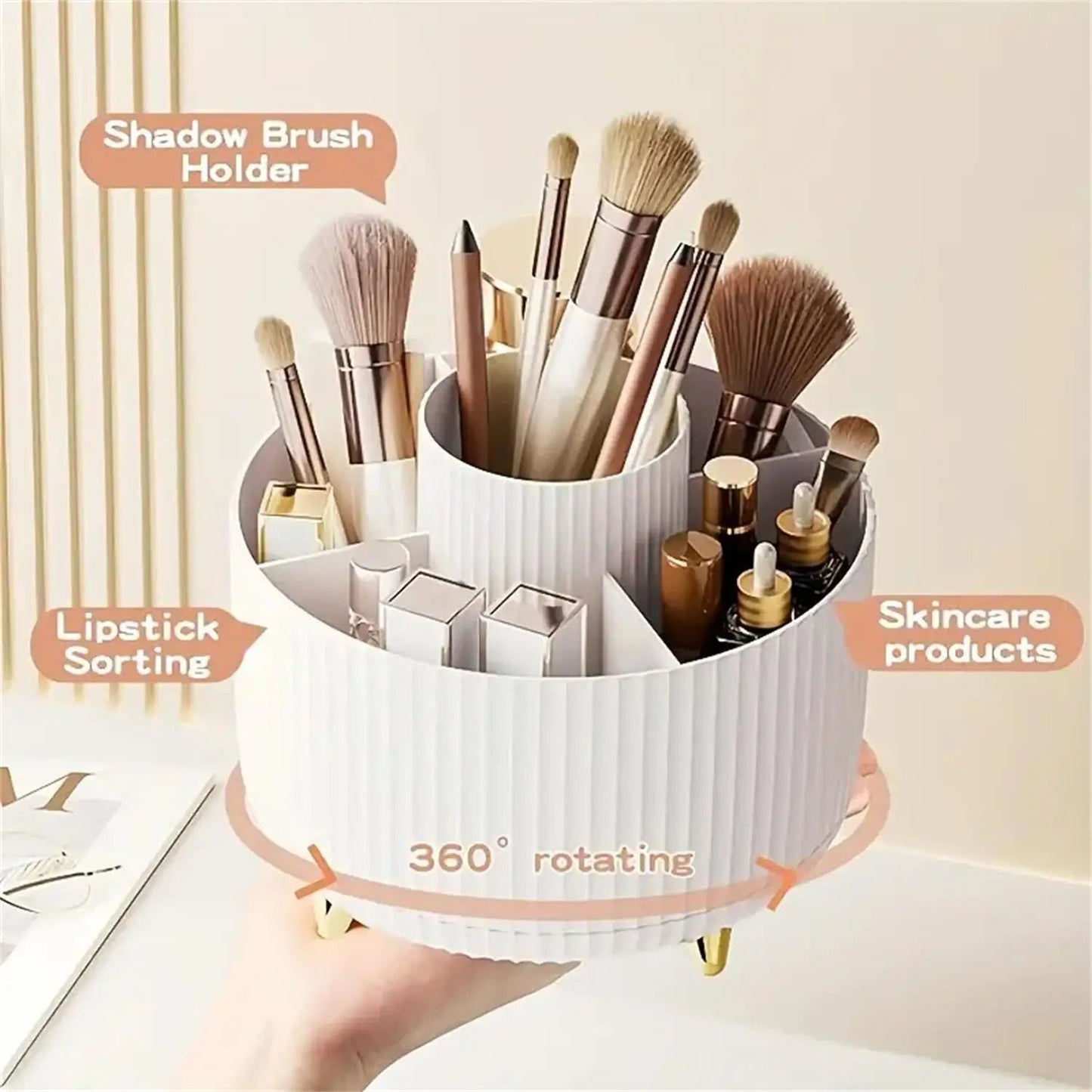 360° Rotatable Make-up Organizer with 5 Compartments