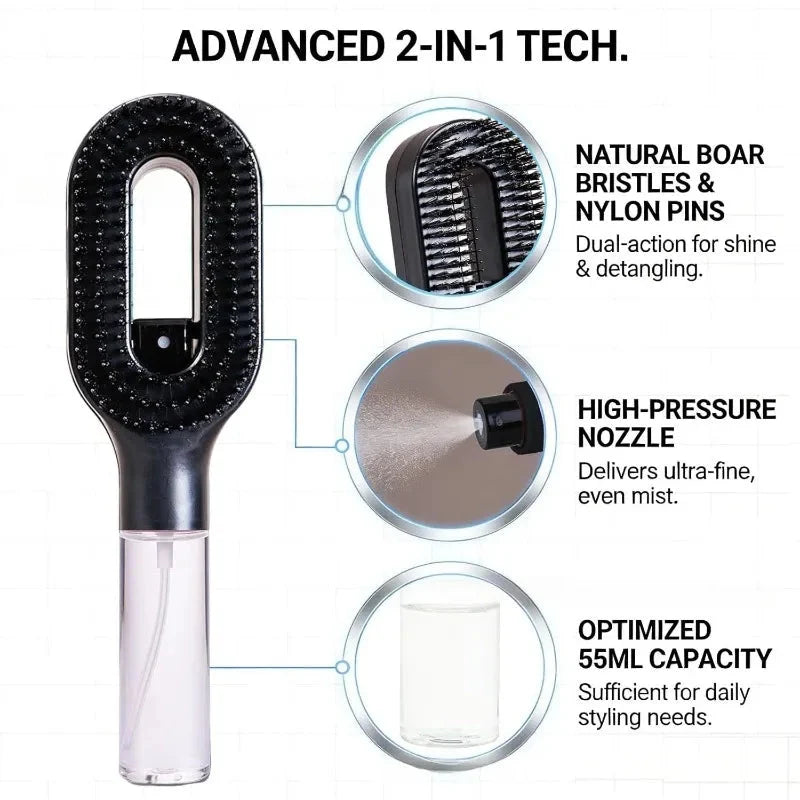 Hairbrush with Spray Mist – 2-in-1 Detangling