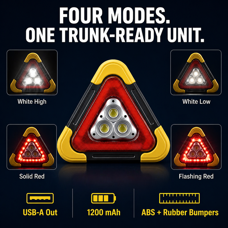 Warning triangle with LED light and power bank