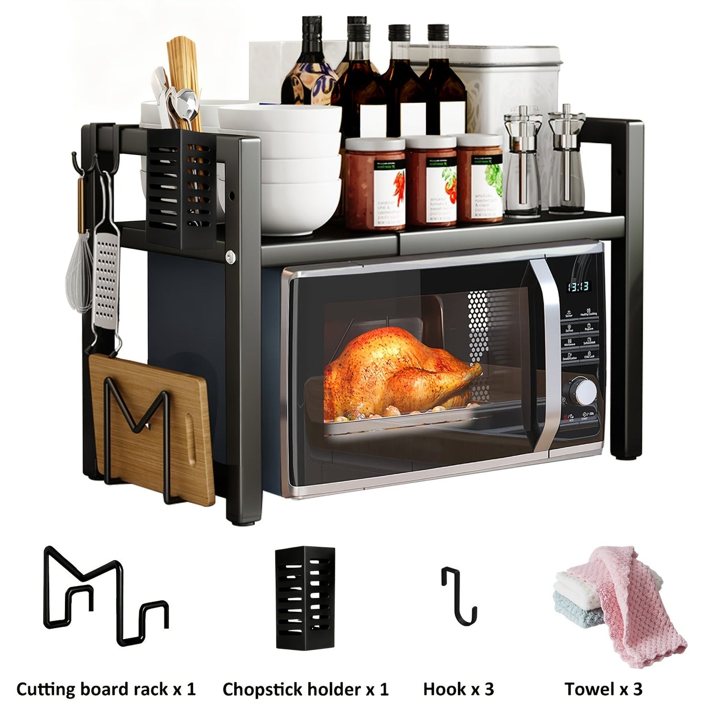 Extendable Microwave Rack 2 Tiers
