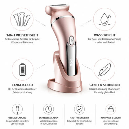 Waterproof Wireless 3-in-1 Electric Shaver