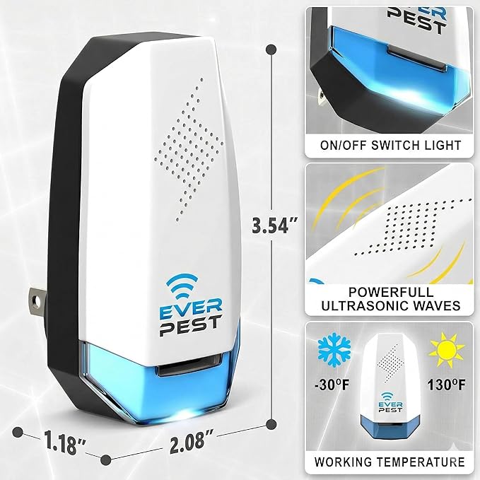 Ultrasonic Pest Repeller 2-Piece Set with Night Light