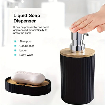 6-piece Bathroom Set with Bamboo Accents