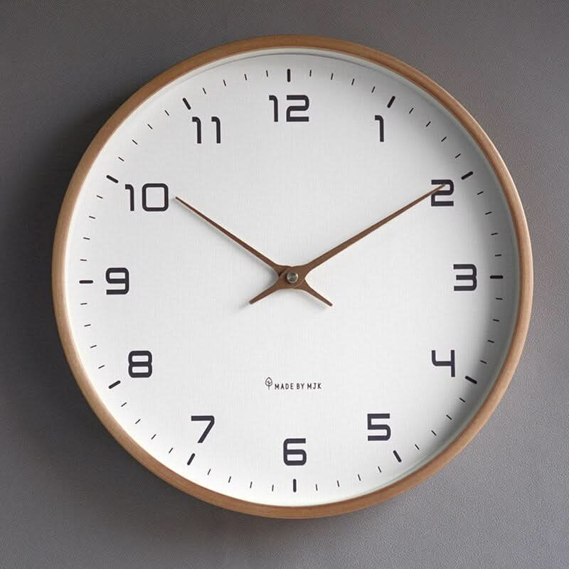 NordicTime Wooden Wall Clock Silent Scandinavian