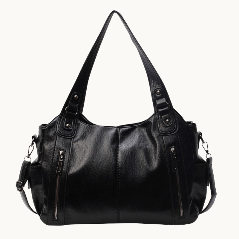 Faux Leather Tote Bag with Retro Design