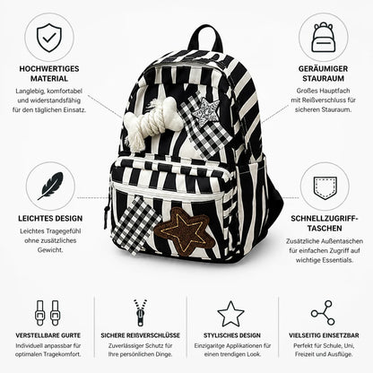 Star & Bone Applique Backpack with Multiple Pockets