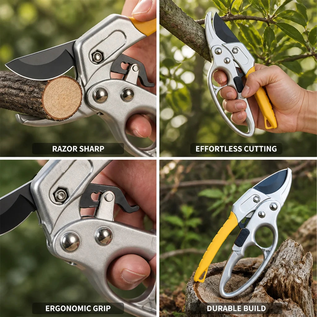SK5 Steel Energy-Saving Ratchet Garden Shears (Ergonomic Non-Slip Handle)