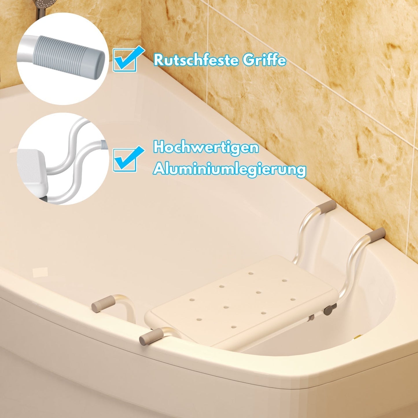 Adjustable Bathtub Seat with Aluminum Frame