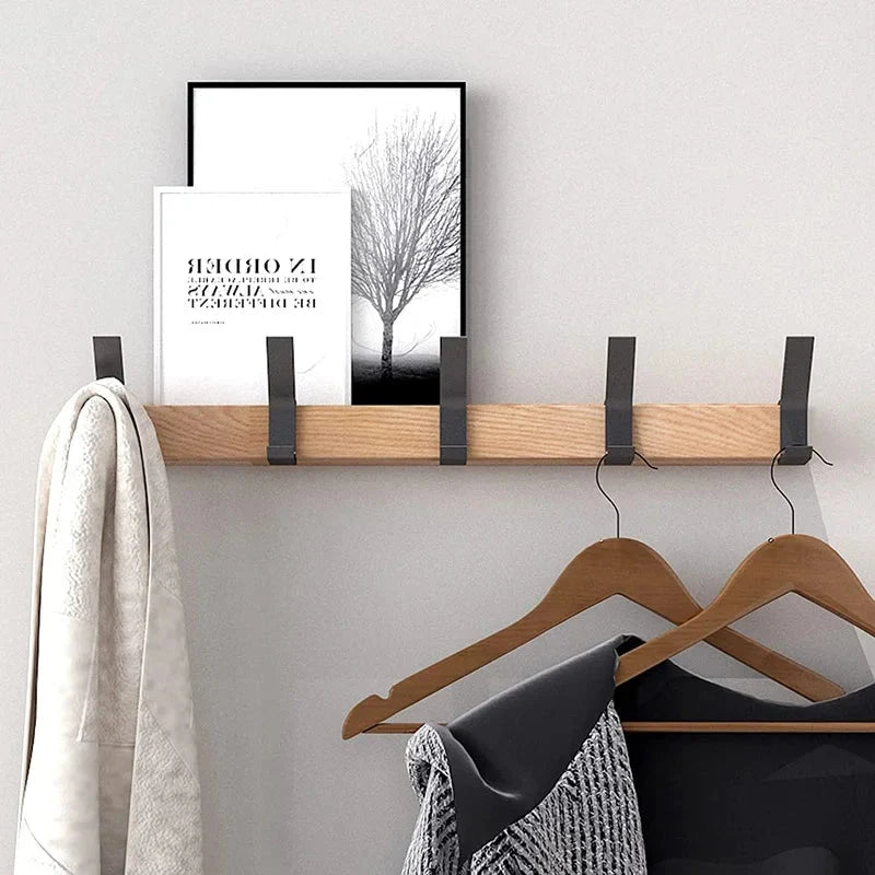 Wall coat rack with adjustable double hooks