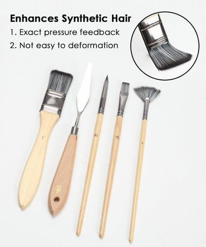 24-piece Brush Set with Roll Case and Palette Knife