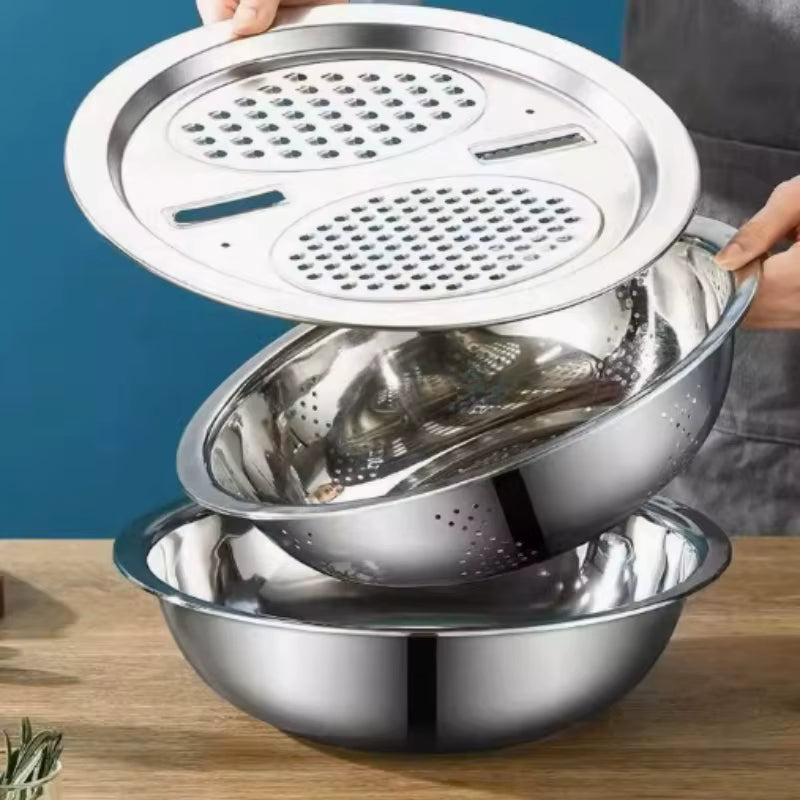 Vegetable Cutter Set with Grater, Sieve, and Mixing Bowl