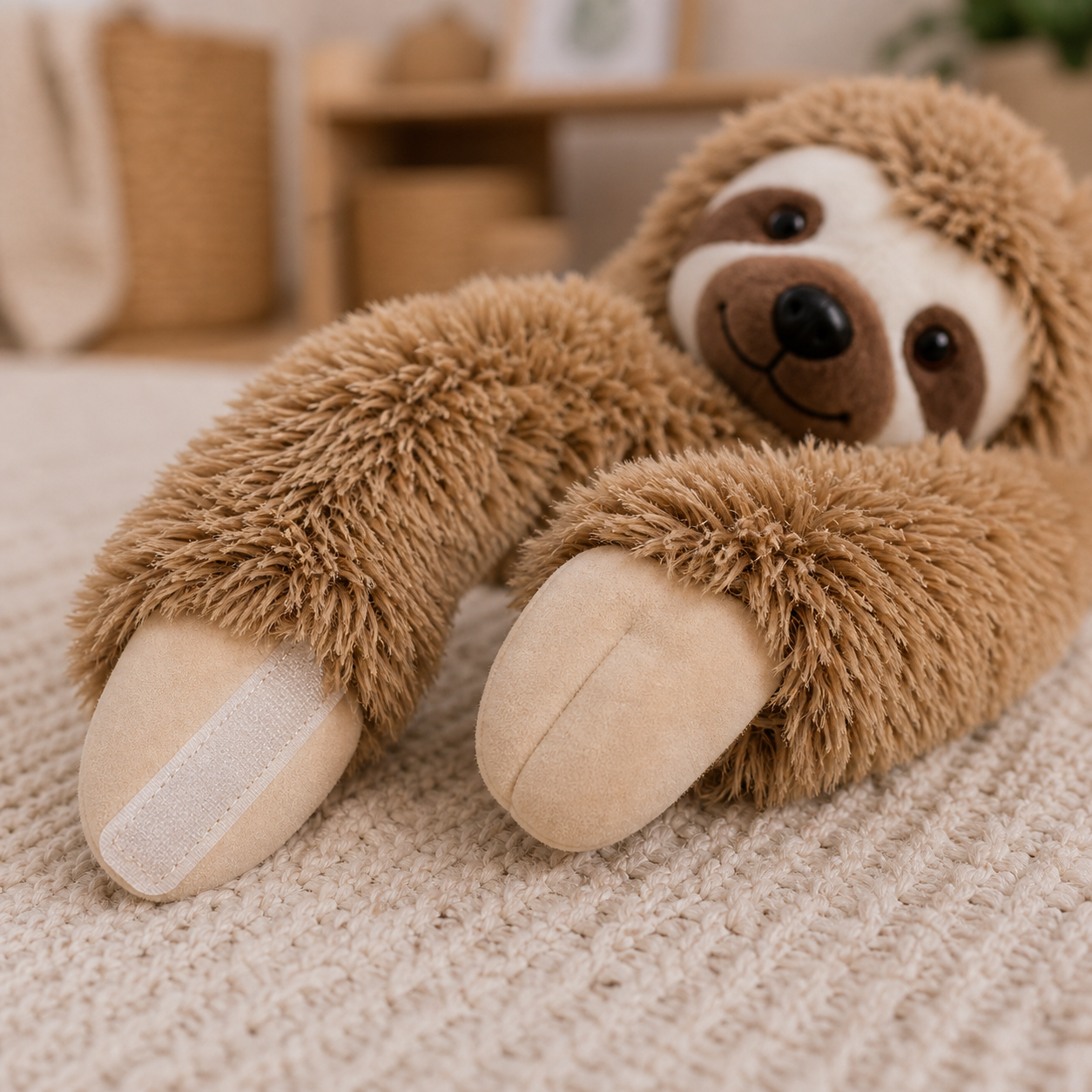Sloth Plush Toy with Velcro Fasteners