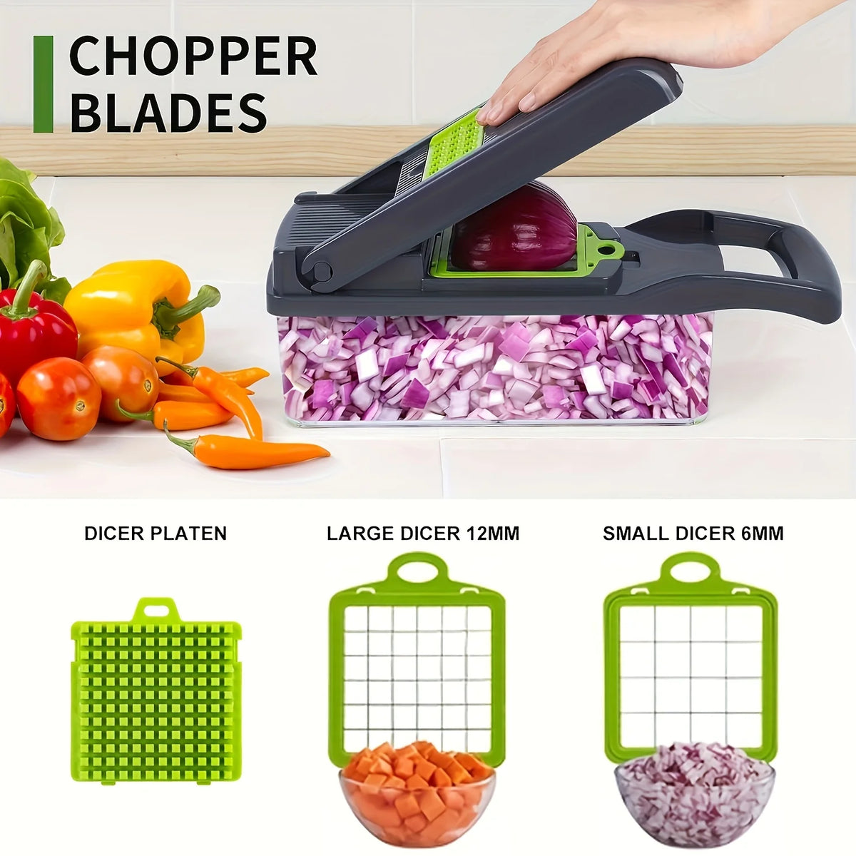 Multifunctional 16-in-1 Vegetable Cutter with Collection Container