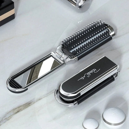 Compact Hairbrush with Integrated Mirror