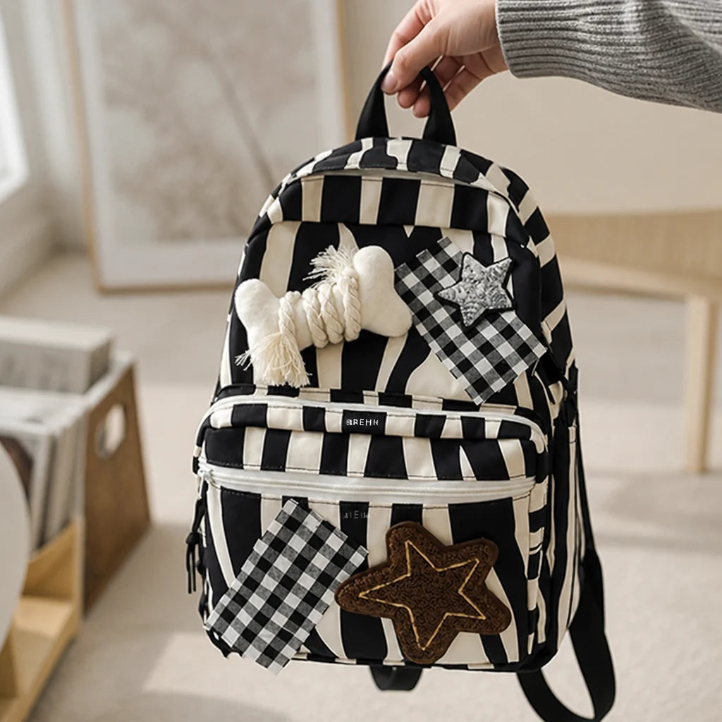 Star & Bone Applique Backpack with Multiple Pockets