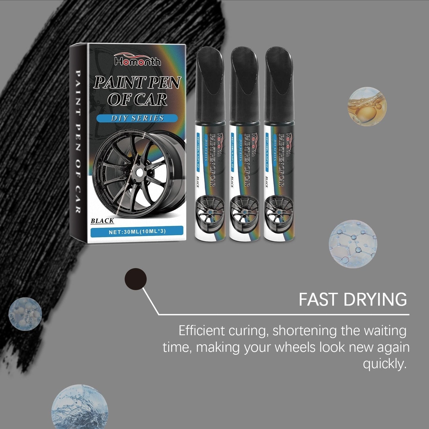 Rim Repair Paint Pen Set Black 30 ml
