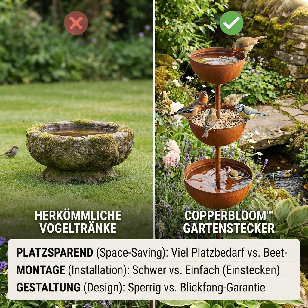 Bird Bath Garden Stake Copper Look 3 Bowls