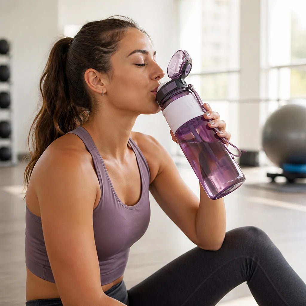 Leak-proof Sports Water Bottle with Twist Cap and Integrated Straw