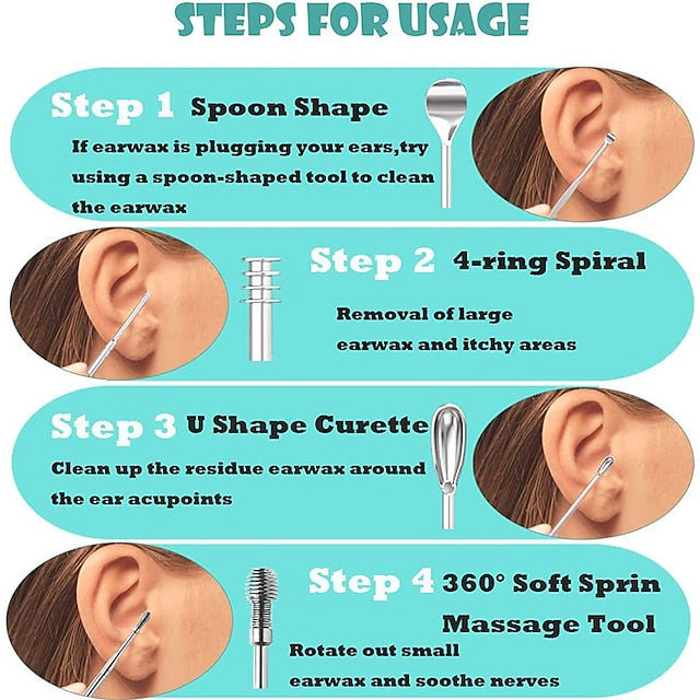 Ear Cleaner Set 6-Piece with Keychain Case