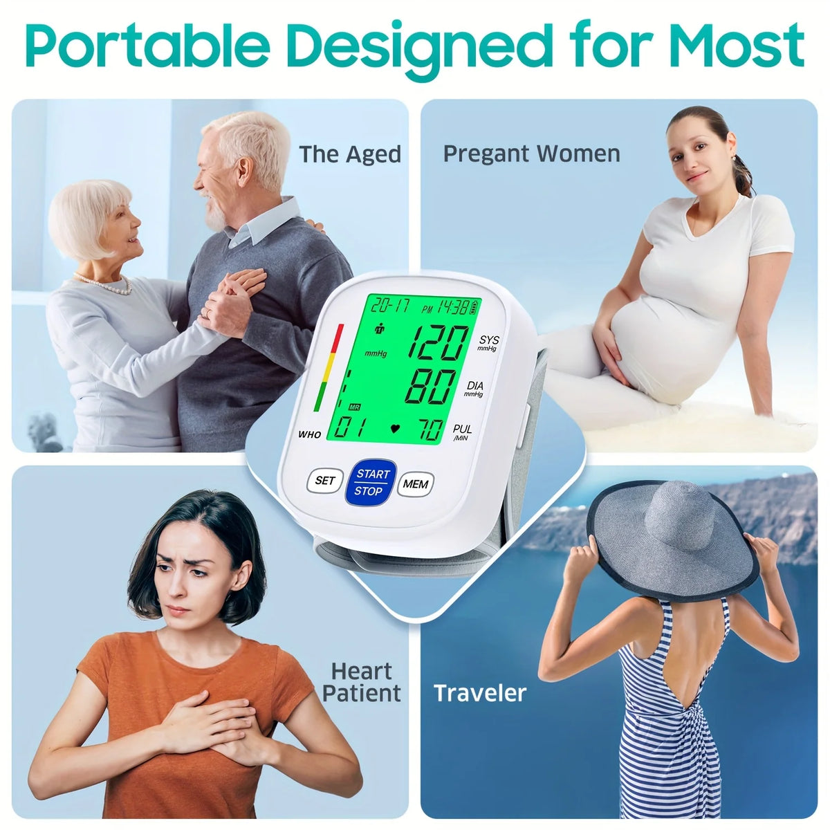 Wrist Blood Pressure Monitor with Illuminated Display