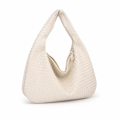 Woven Vegan Leather Laptop Shoulder Bag