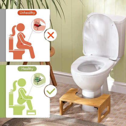 Foldable Bamboo Toilet Stool with Non-Slip Feature