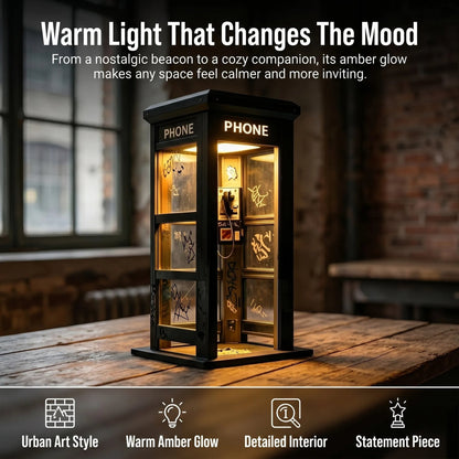 Retro Telephone Booth Lamp with Warm Ambient Light