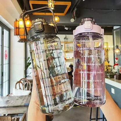 2L Sports Bottle with Straw and Time Markings