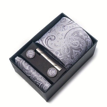 Men's Tie Set with Pocket Square and Cufflinks