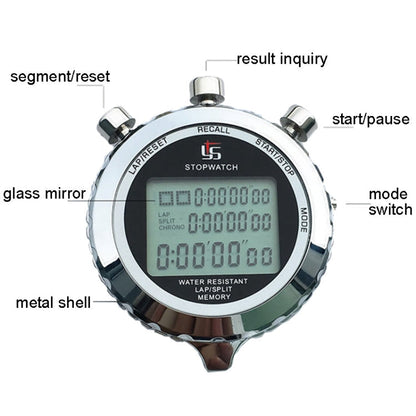 Digital Stopwatch Stainless Steel 3-Line Display