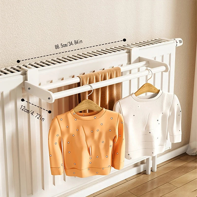 Radiator drying rack with 2 rods