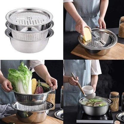 Vegetable Cutter Set with Grater, Sieve, and Mixing Bowl