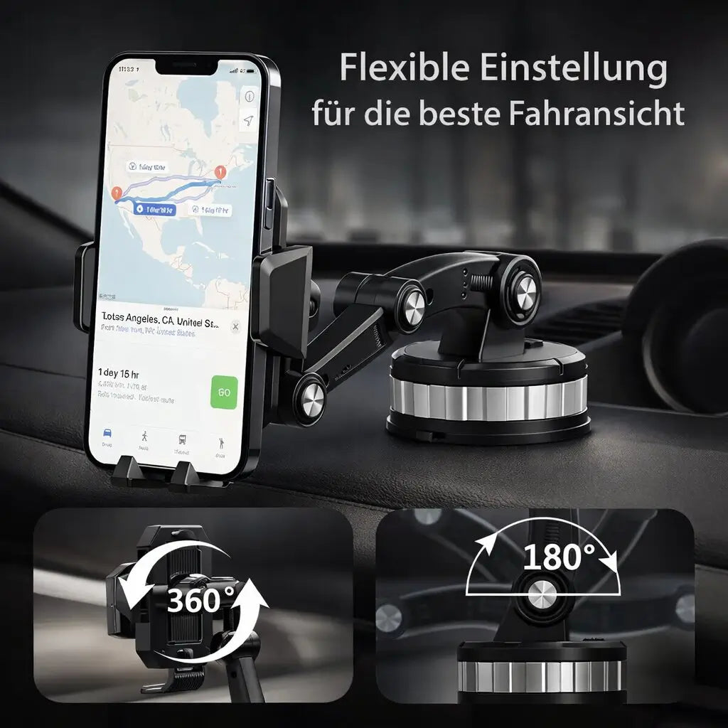 Car Phone Holder with Suction Cup & 360° Rotation