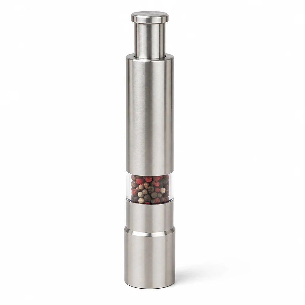 Single-Handed Stainless Steel Salt and Pepper Grinder (2-Pack)